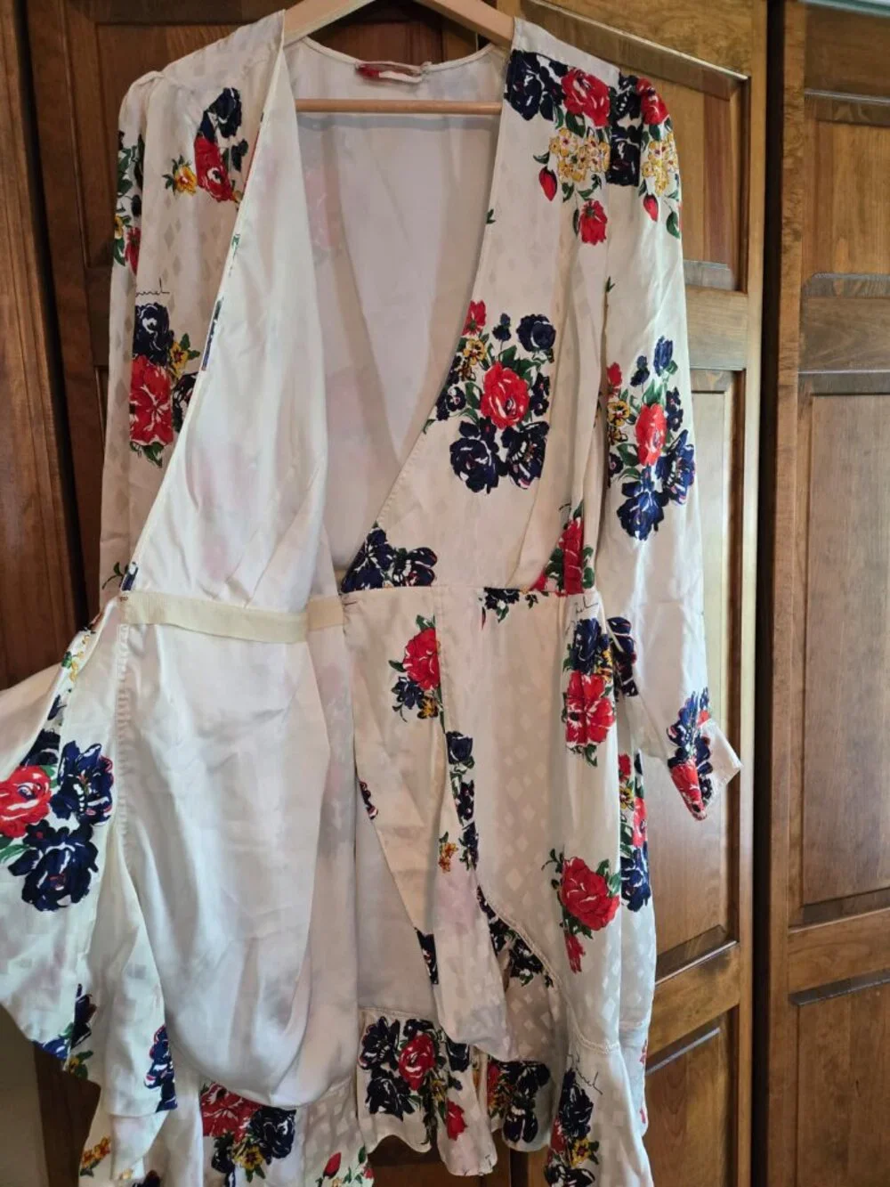 Tory Burch Silk Ivory Floral Wrap Silk Dress